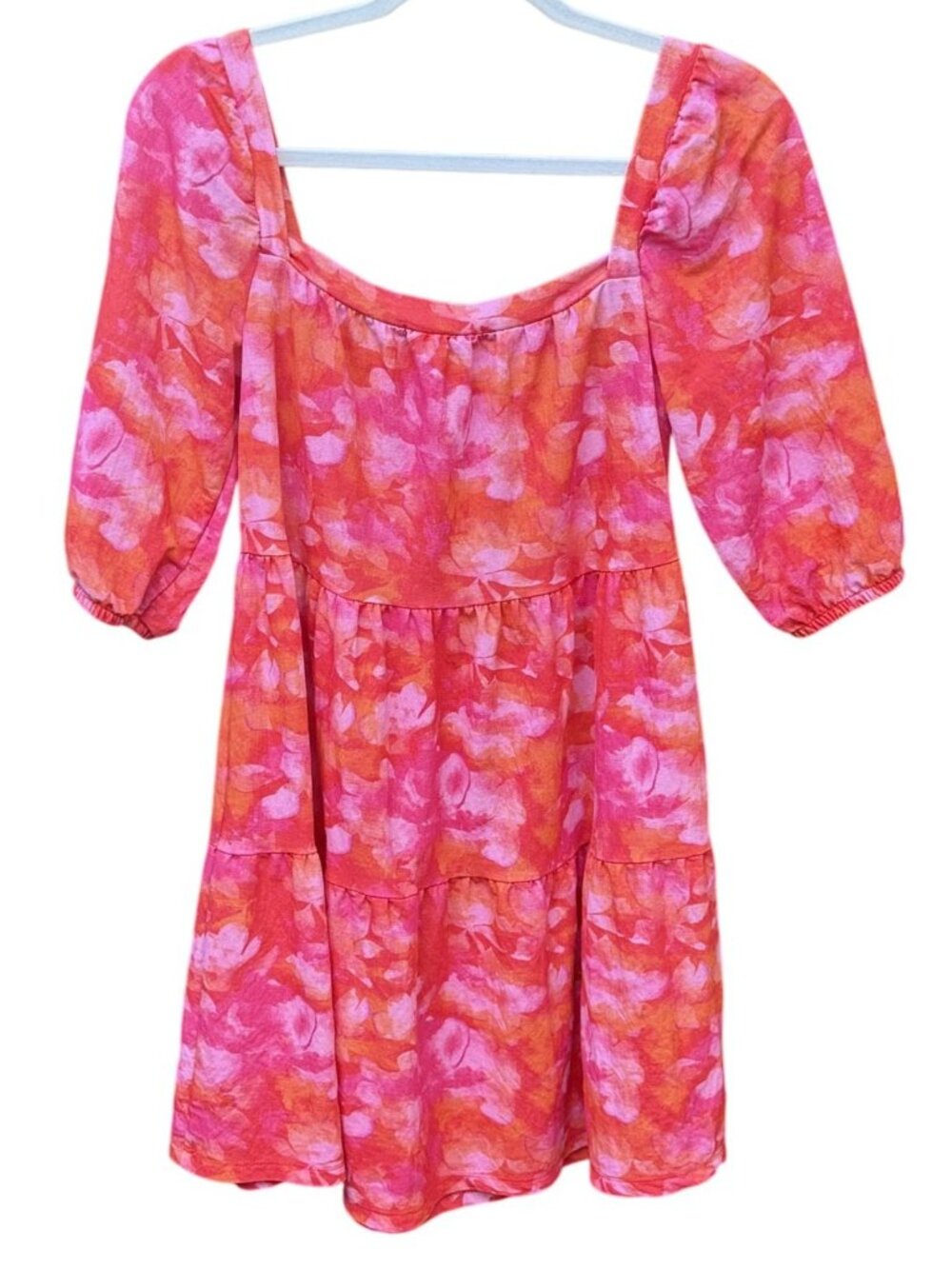 Sinsay Womens Floral Mini Dress Pink Orange Size S Lightweight Flirty Romantic - Picture 5 of 6